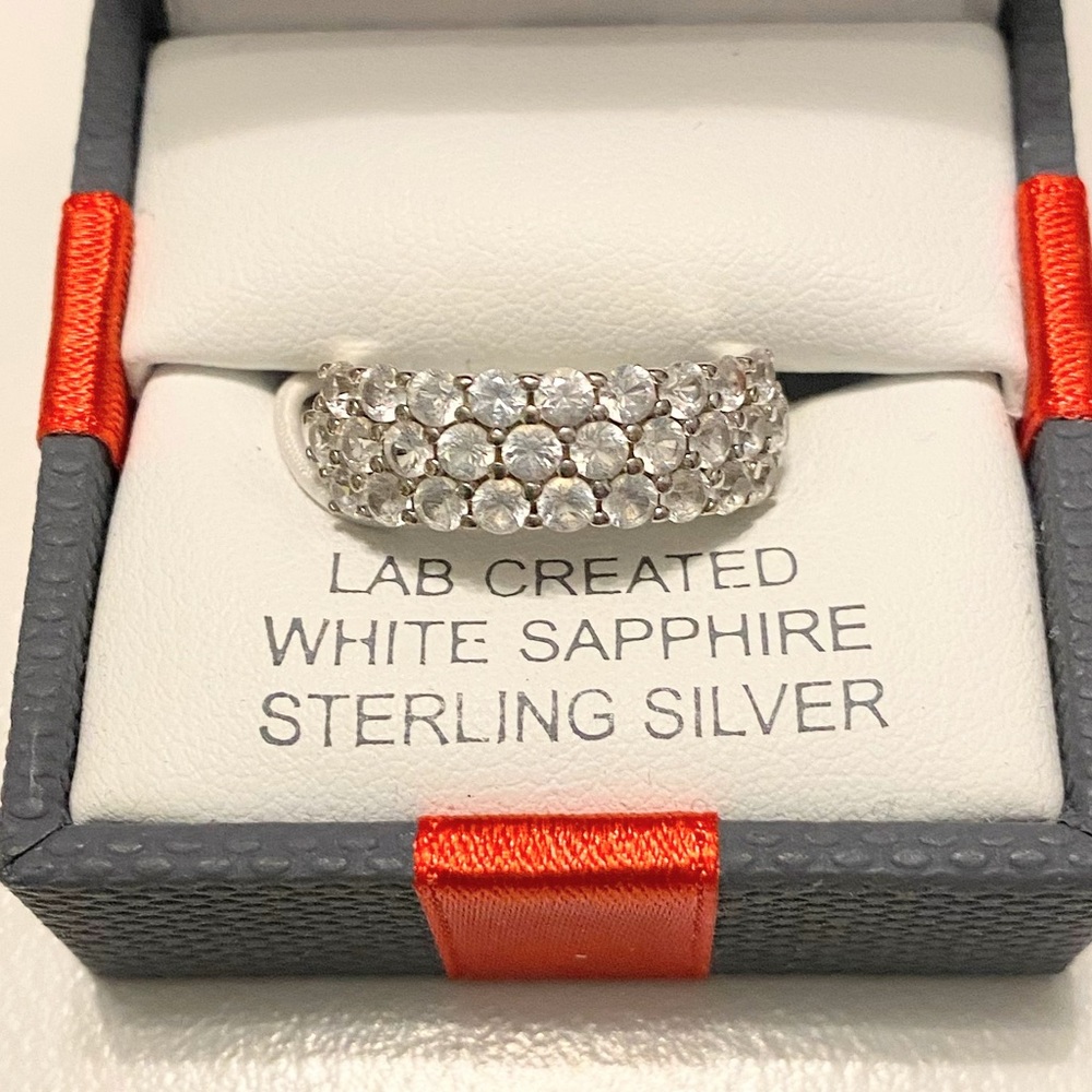 Sterling Silver White Sapphire Multi-Stone Band